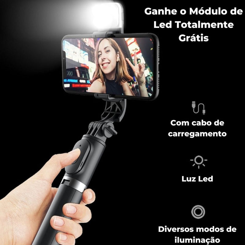 Bastão de Selfie e Tripé Bluetooth - SmartPhoto™ + Módulo LED Grátis