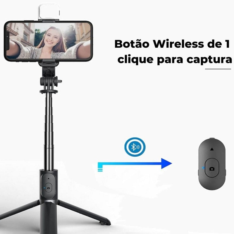 Bastão de Selfie e Tripé Bluetooth - SmartPhoto™ + Módulo LED Grátis