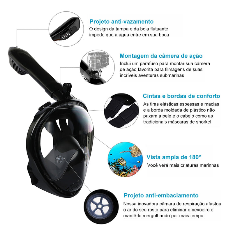 Mascara de Mergulho Snorkel - FullFace