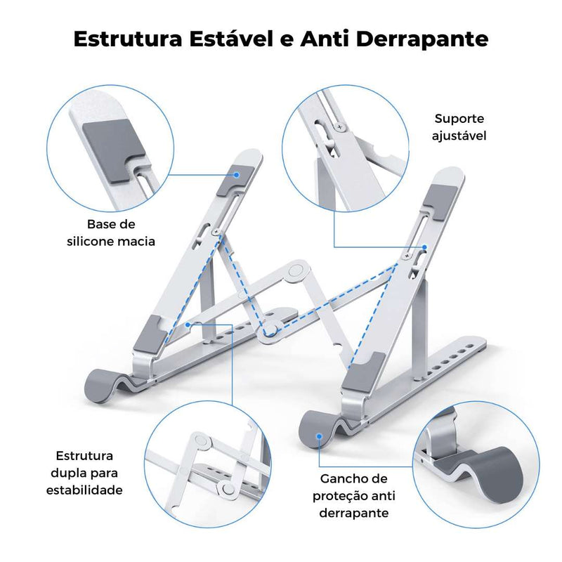 Suporte Ergonômico retrátil para Notebook - AluminiumStand - Magazine da Inovação