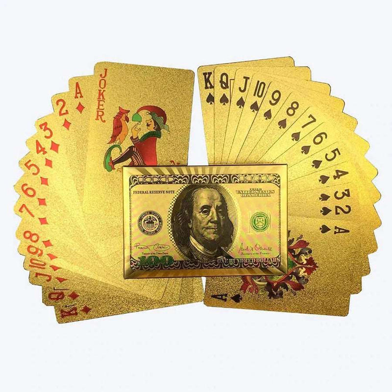 Baralho 54 Cartas Dourado - 100 Dollars - Magazine da Inovação